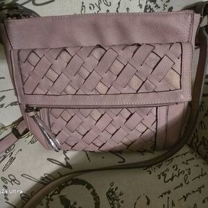 Sonoma Goods for Life Braided fold over Lt Mauve Purse GUC